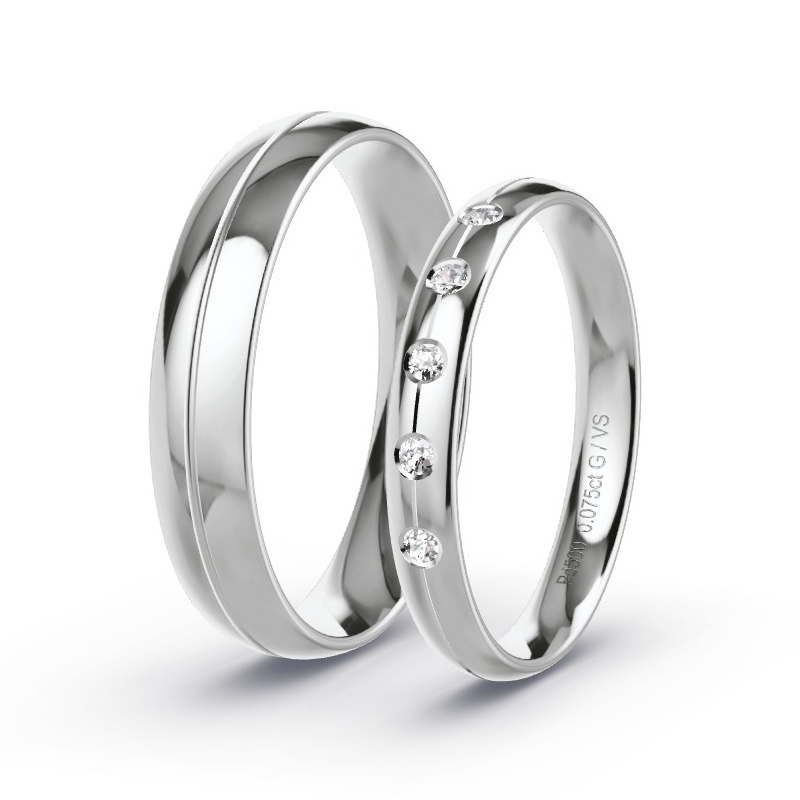 Wedding Rings Palladium - 0.075ct Diamonds - Model N°1750 Wedding Rings Palladium - 0.075ct Diamonds - Model N°1750