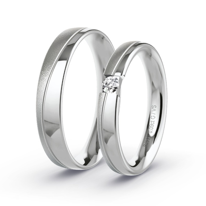 Wedding Rings Palladium - 0.09ct Diamonds - Model N°1751 Wedding Rings Palladium - 0.09ct Diamonds - Model N°1751