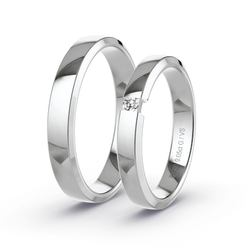 Wedding Rings Palladium - 0.05ct Diamonds - Model N°1752 Wedding Rings Palladium - 0.05ct Diamonds - Model N°1752
