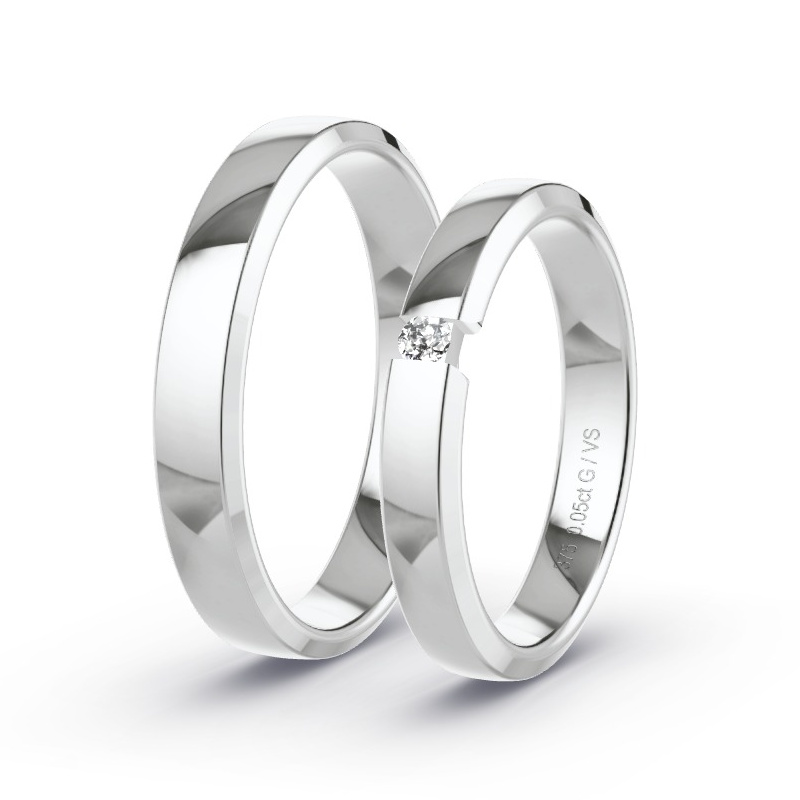 Wedding Rings White Gold - 0.05ct Diamonds - Model N°1752 Wedding Rings White Gold - 0.05ct Diamonds - Model N°1752