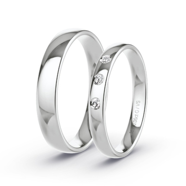Wedding Rings White Gold - 0.06ct Diamonds - Model N°1003