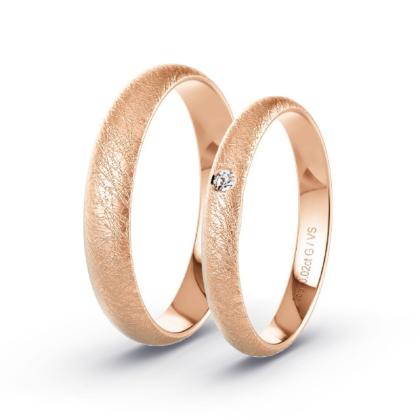 Wedding Rings Rose Gold - 0.02ct Diamonds - Model N°1011