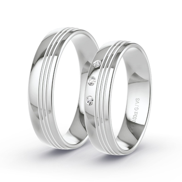 Wedding Rings White Gold - 0.03ct Diamonds - Model N°1101