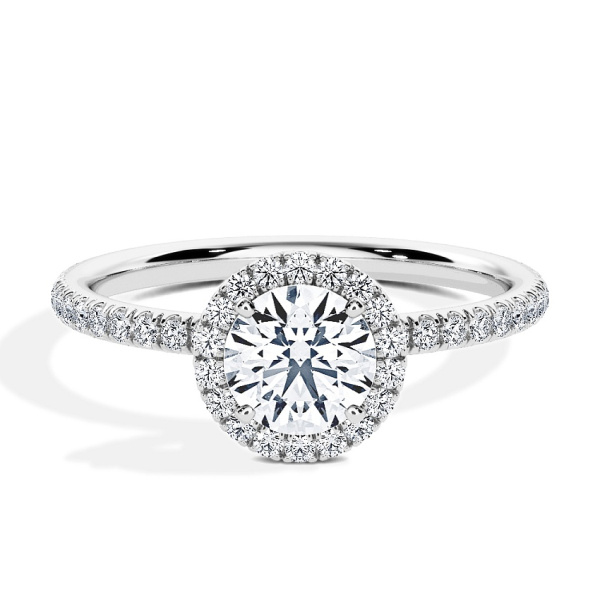 Engagement Ring White Gold - 0.78ct Brilliant - Model N°3411, Halo, Pavé