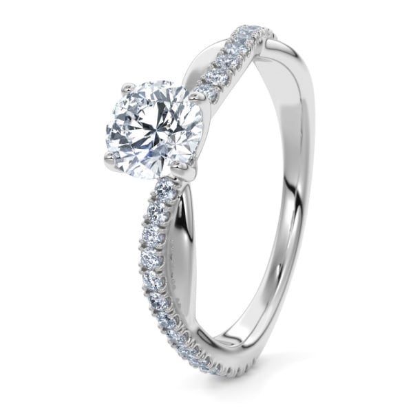 Engagement Ring 9ct White Gold - 0.60ct Diamonds - Model N°3016 Brilliant, Pavé