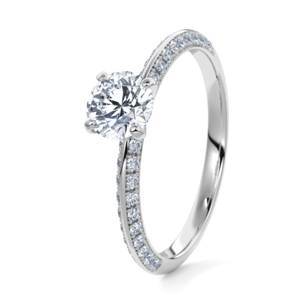 Engagement Ring 9ct White Gold - 0.70ct Diamonds - Model N°3021 Brilliant, Pavé