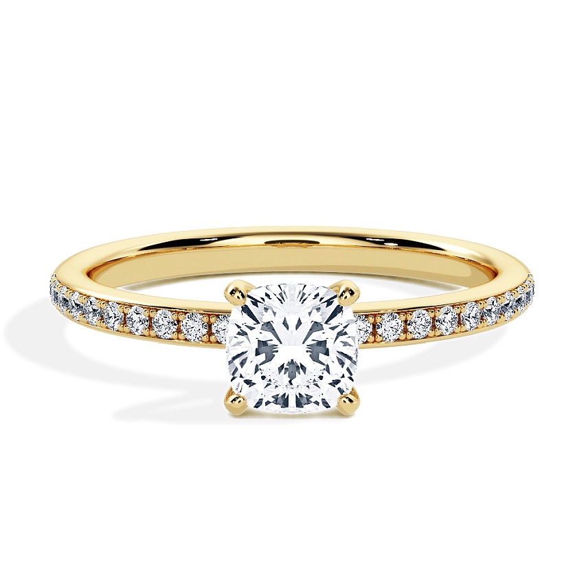 Engagement Ring Yellow Gold - 0.70ct Cushion - Model N°3013, Pavé Engagement Ring Yellow Gold - 0.70ct Cushion - Model N°3013, Pavé