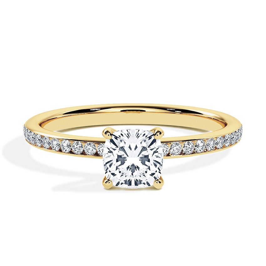 Engagement Ring Yellow Gold - 0.70ct Cushion - Model N°3013, Channel