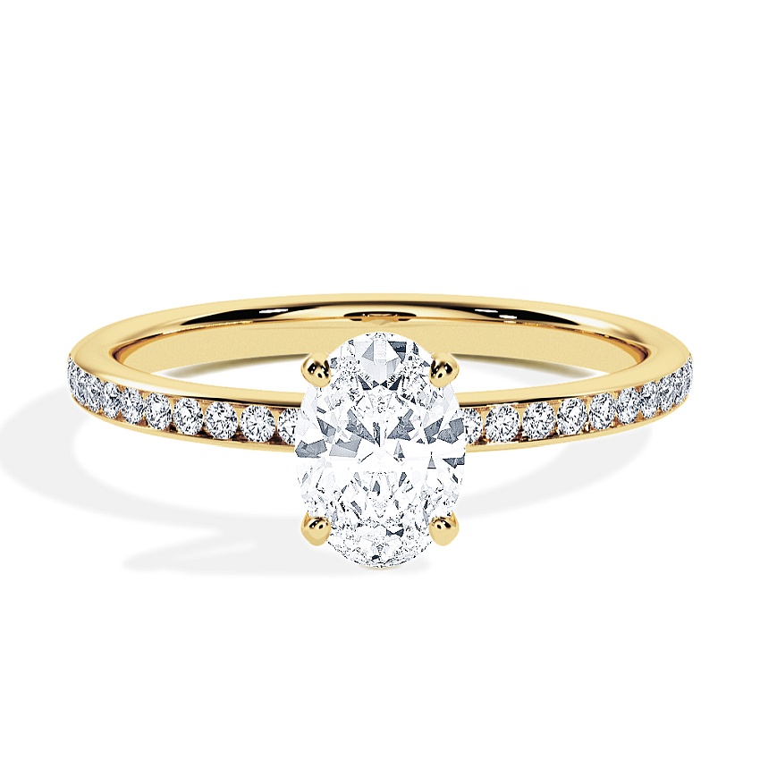 Engagement Ring Yellow Gold - 0.50ct Oval - Model N°3013, Channel Engagement Ring Yellow Gold - 0.50ct Oval - Model N°3013, Channel