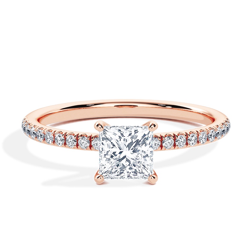 Engagement Ring Rose Gold - 0.50ct Princess - Model N°3013, Pavé