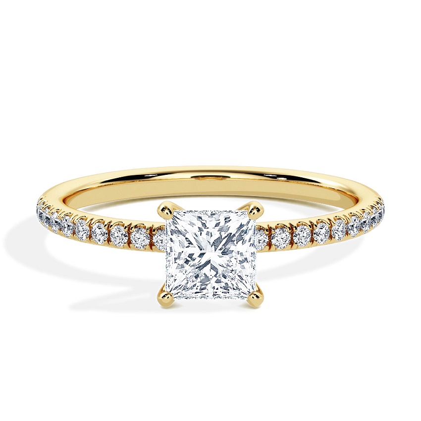 Engagement Ring Yellow Gold - 0.50ct Princess - Model N°3013, Pavé
