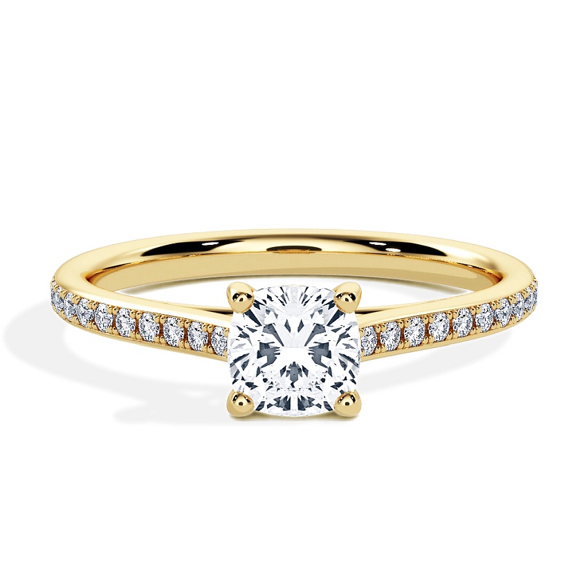 Engagement Ring Yellow Gold - 0.70ct Cushion - Model N°3015, Pavé Engagement Ring Yellow Gold - 0.70ct Cushion - Model N°3015, Pavé