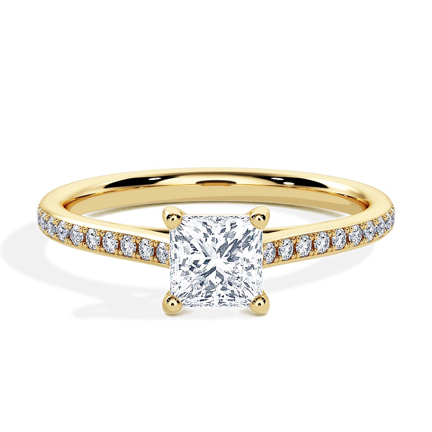 Engagement Ring Yellow Gold - 0.50ct Princess - Model N°3015, Pavé