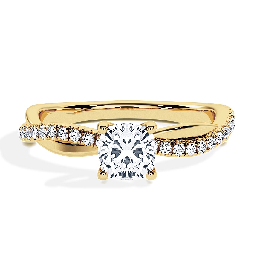 Engagement Ring Yellow Gold - 0.80ct Cushion - Model N°3016, Pavé