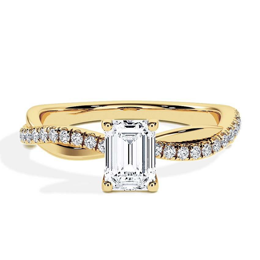 Engagement Ring Yellow Gold - 0.60ct Emerald - Model N°3016, Pavé Engagement Ring Yellow Gold - 0.60ct Emerald - Model N°3016, Pavé