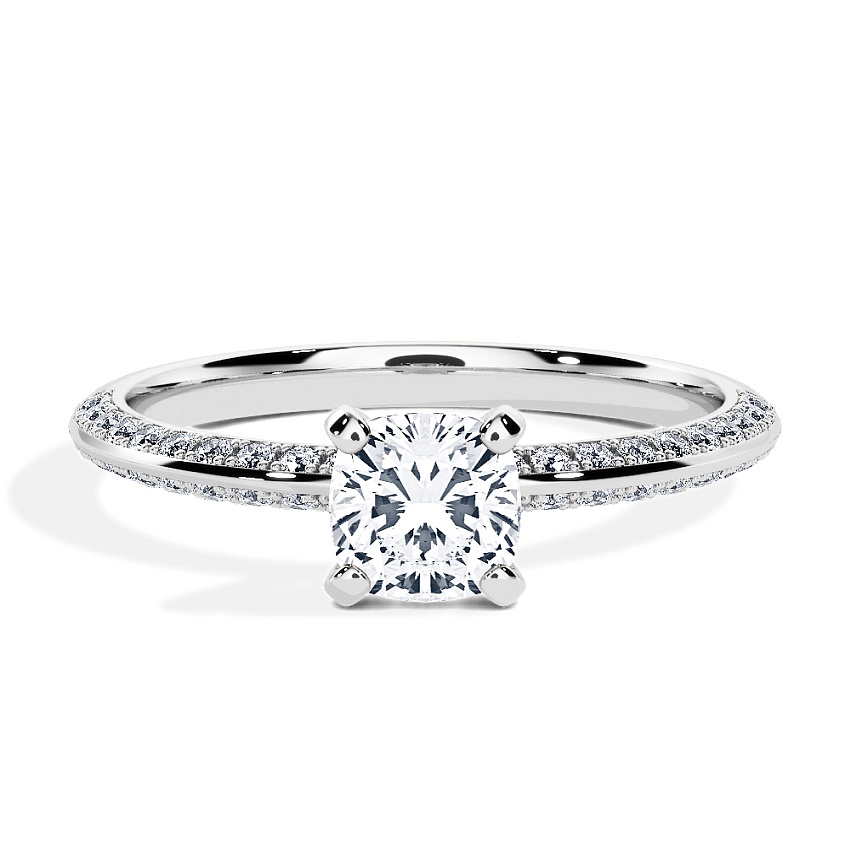 Engagement Ring White Gold - 0.90ct Cushion - Model N°3021, Pavé