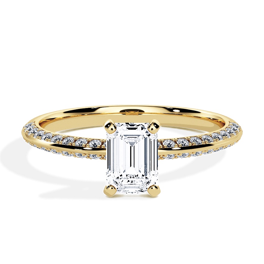 Engagement Ring Yellow Gold - 0.70ct Emerald - Model N°3021, Pavé Engagement Ring Yellow Gold - 0.70ct Emerald - Model N°3021, Pavé