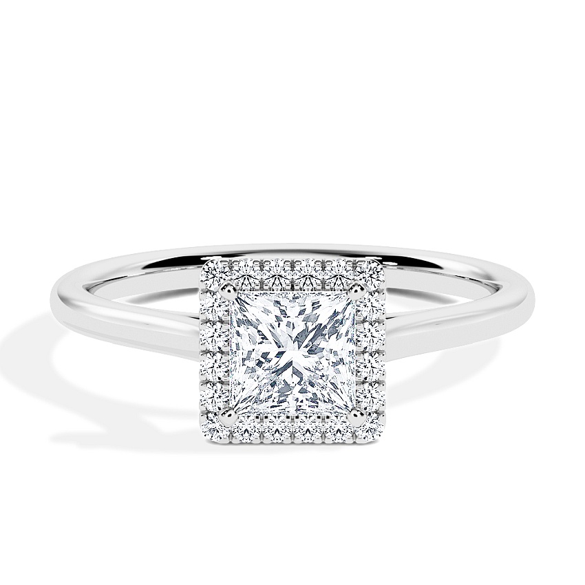 Engagement Ring White Gold - 0.42ct Princess - Model N°3409, Halo Engagement Ring White Gold - 0.42ct Princess - Model N°3409, Halo
